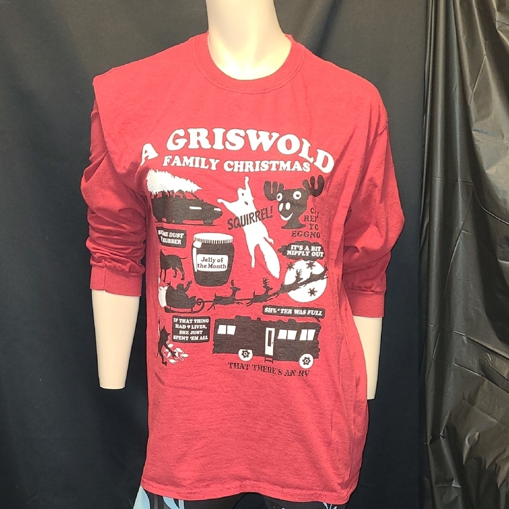 Gildan Red Griswold Family Christmas Long Sleeve Tee Size Large